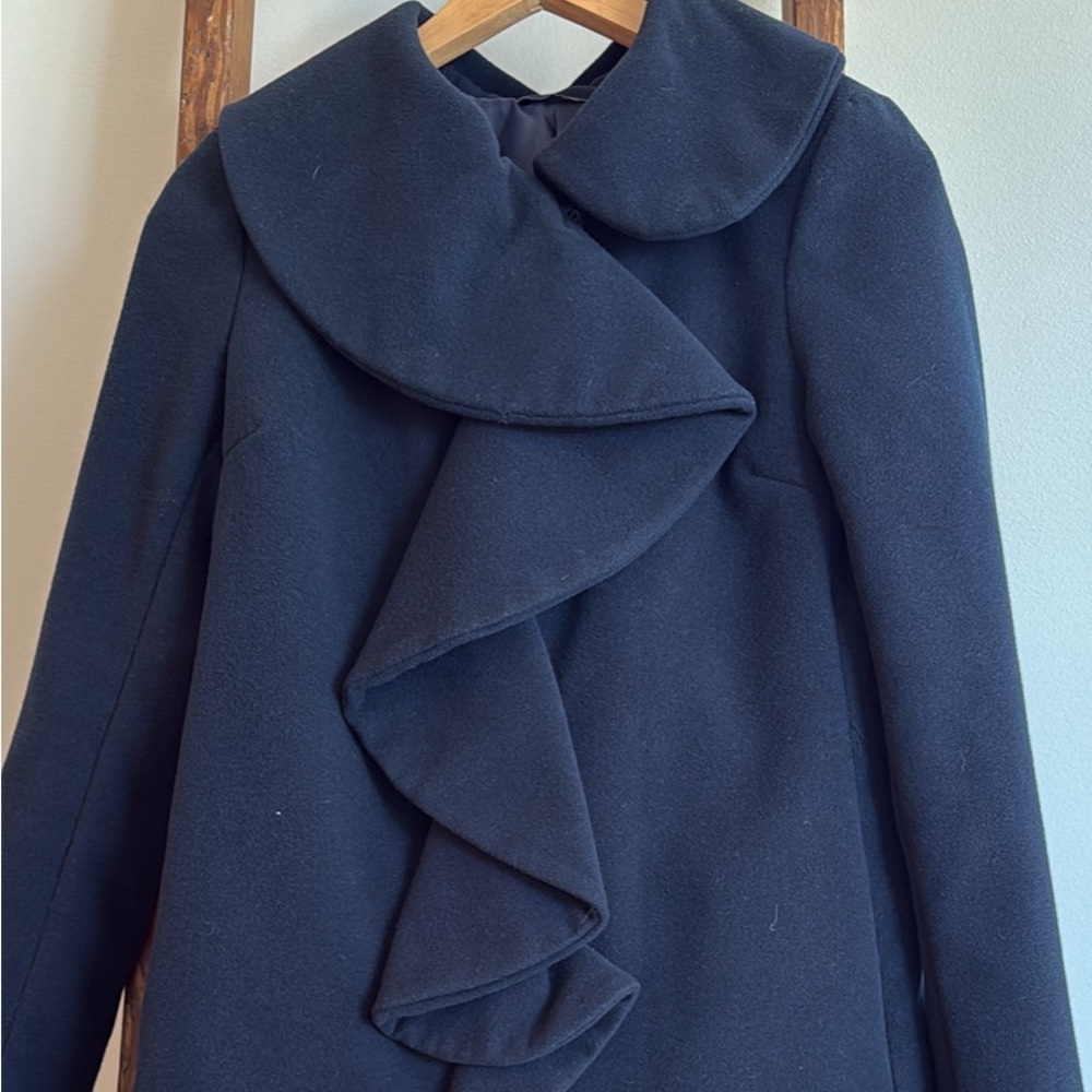 Wool dress Navy Ruffle Coat